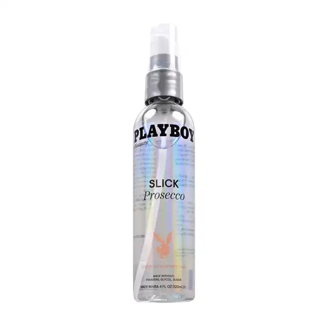 Playboy - Slick Prosecco Lubricant 120 ml. Lubrykant na bazie wody o wyjątkowym smaku Prosecco. Odkryj nowy wymiar komfortu i przyjemności. 