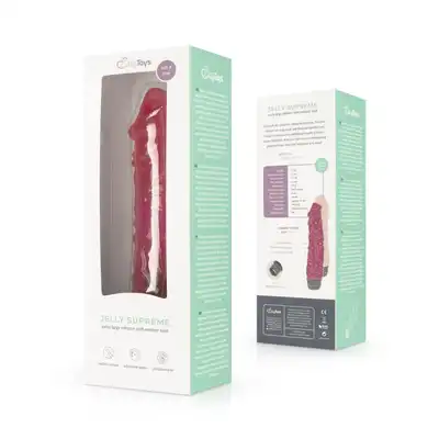 Easy Toys - Jelly Supreme Realistic Vibrator Pink Glitter. Realistyczny wibrator o różowym kolorze z brokatem, regulowana moc wibracji zapewnia idealne dopasowanie do ciebie