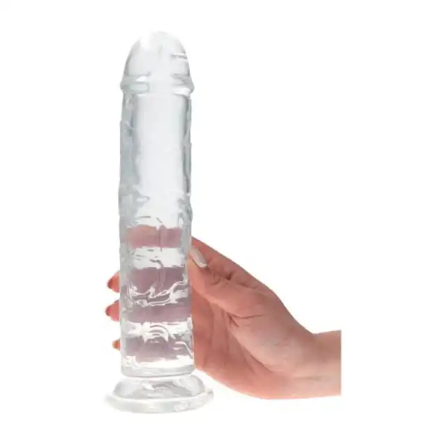 Real Rapture  - Dildo Clear Emotion Medium - realistyczne, duże dildo z przyssawką. Przezroczyste