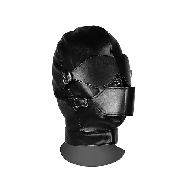 Ouch! - Blindfolded Mask with Breathable Ball Gag - maska na twarz z gagiem, kneblem oraz maską na oczy. Odetnij zmysły!