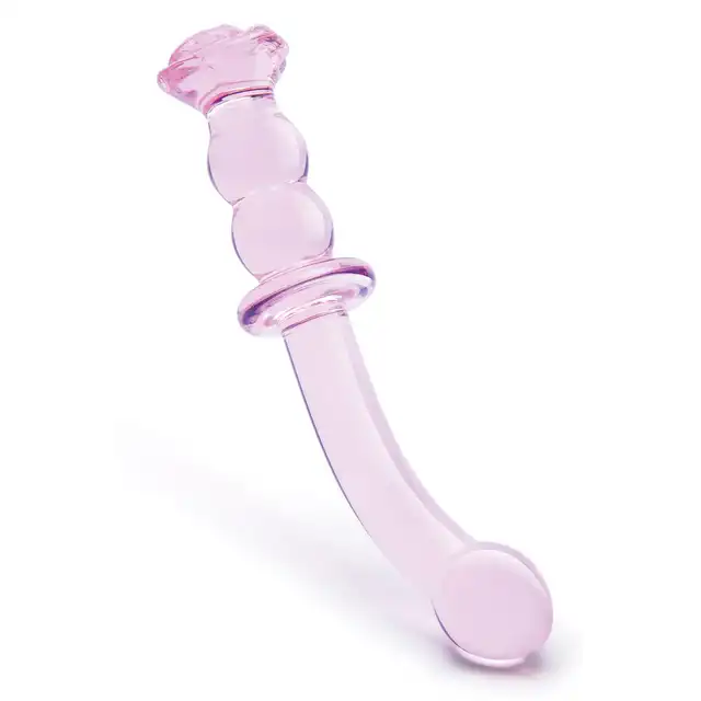 Glaze Glass - Rosebud G-Spot. Efektowne szklane dildo do stymulacji punktu G. Z elegancką szklaną różyczką 