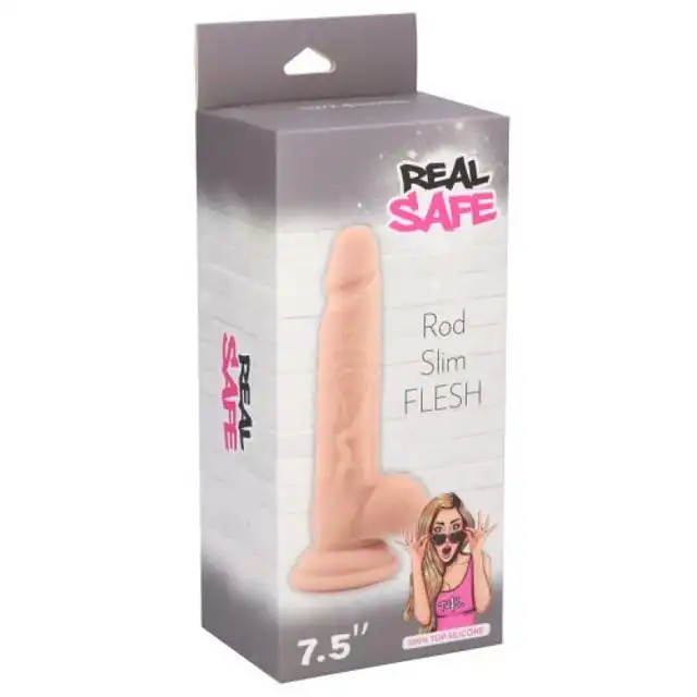 Real Safe - Rod Slim Dildo Flesh. Realistyczne dildo o smukłym kształcie. Uwodzicielskie doznania w modnym i innowacyjnym designie 