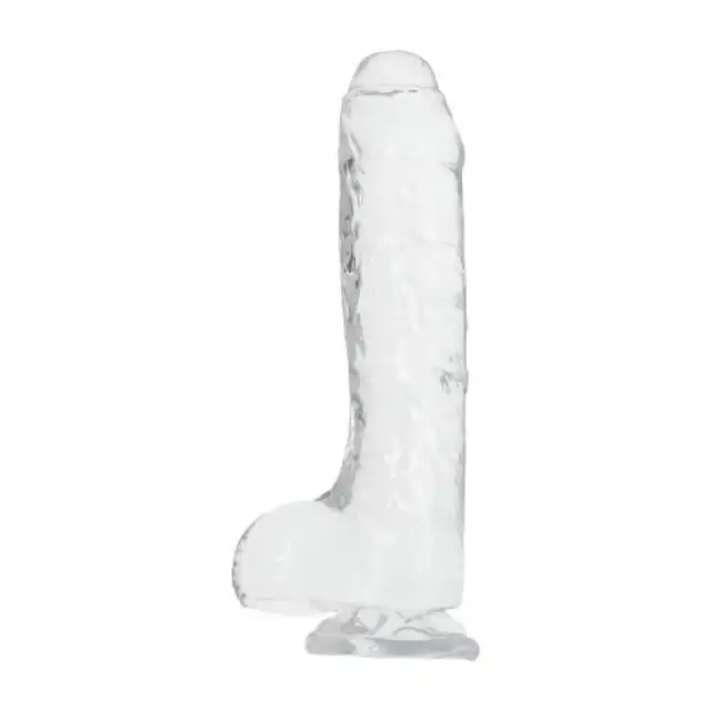 Real Rapture - Dildo Clear Passion Medium. Realistyczne przejrzyste dildo z żylastym i masywnym trzonem