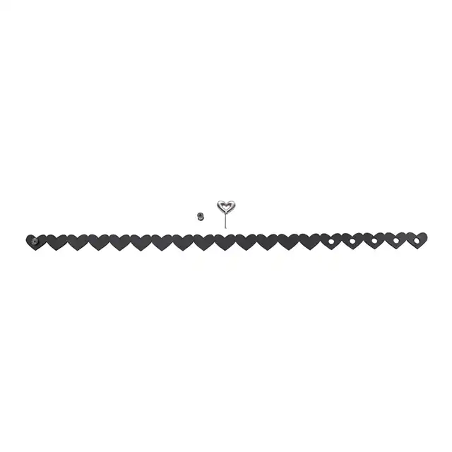 Sex &amp; Mischief - Heart Day Collar. Czarna obroża na szyję z serduszkami, choker z miękkiej sztucznej skóry z kluczykiem w kształcie serduszka