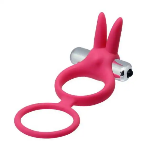 Toyz4Lovers - Dual Ring pink ring - podwójny ring na penisa z wibrującym króliczkiem. Różowy