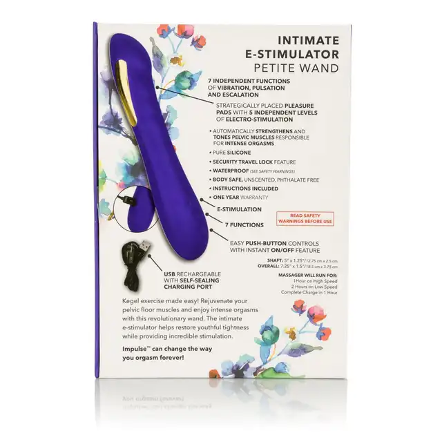 Calexotics - Estim Petite Wand. Ciemnoniebieski wibrator w stylu magicznej różdżki  z elektrostymulacją. 