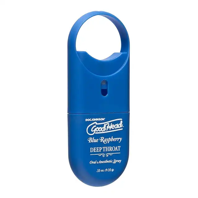 Good Head - Deep Throat Spray Blue Raspberry - 8 ml. Znieczulający spray do gardła o smaku niebieskich malin. Doskonały do technik deep throat
