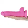 Real Safe - Brush Dildo Pink. Realistyczne dildo o naturalistycznej teksturze z elastycznego materiału. Dopracowane jądra, trzon i żołądź