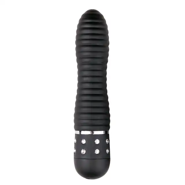 Easy Toys - Mini Vibrator Ribbed - Black - czarny wibrator bullet. Luksusowe diamenciki
