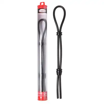 Malesation - Cock-Grip Double Black. Regulowany, czarny podwójny ring na penisa i pod jądra w formie lasso. Swobodna regulacja zacisku 