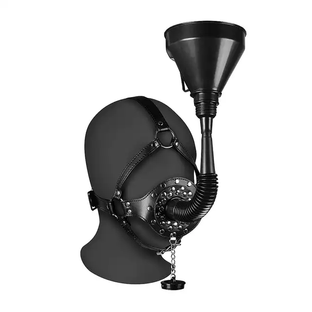 Ouch! - Open Mouth Gag Head Harness with Funnel - harness na głowę z lejkiem. Nowy wymiar BDSM!