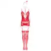 Livia Corsetti Collection - Niphrea S/M. Zjawiskowy komplet świątecznej Mikołajki, delikatna i zmysłowa koszulka w zestawie z pończochami, stringami, opaską i chokerem