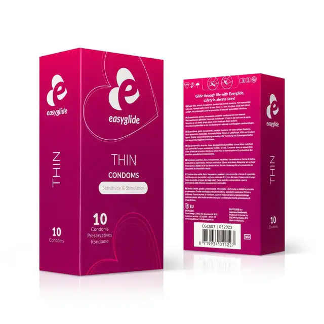 EasyGlide - Extra Thin Condoms 10 szt. Ultra cienkie prezerwatywy o średnicy 54 mm. Mocne, pełne odczuwanie!