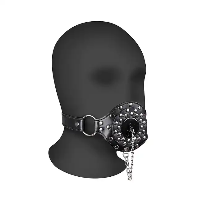 Ouch! - Open Mouth Gag with Plug Stopper Black - knebel na usta z zatyczką. Przejmij władzę!