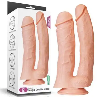 LoveToy - Kameron Double Dildo. Podwójne dildo o realistycznym designie, jednoczesna stymulacja analna i pochwowa, giętki trzon i głęboka satysfakcja