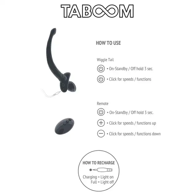 Taboom - Puppy Play Wiggle Tail. Niesamowity wibrujący plug analny z ruchomym, merdającym psim ogonkiem!