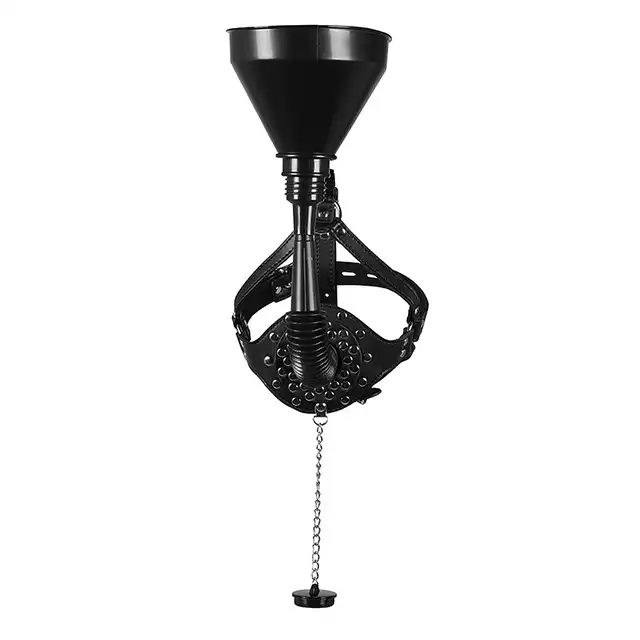 Ouch! - Open Mouth Gag Head Harness with Funnel - harness na głowę z lejkiem. Nowy wymiar BDSM!
