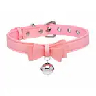 Master Series - Golden Kitty Collar With Cat Bell. Różowa, efektowna obroża dla kociaka, ozdobna kokardka i dzwonek, srebrne wykończenie