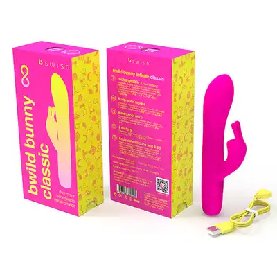 B Swish - Bwild Bunny Rechargeable Pink - wibrator z króliczkiem. Dwa silniki, mocne wibracje. Przyjemność gwarantowana