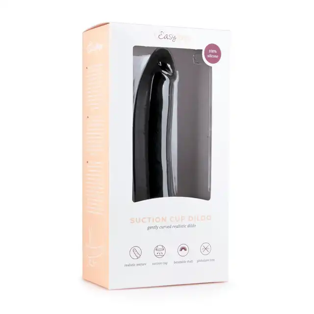 Easy Toys - Suction Cup Dildo Black - realistyczne, czarne dildo! Przyjemna zabawa bez użycia rąk