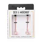 Sex &amp; Mischief - Brat Pearl Nipple Clips - unikatowe klipsy na sutki z różowego złota z perełkami. Regulowane