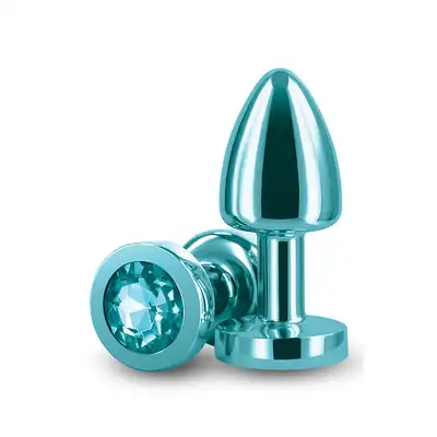 Rear Assets - Petite Teal 6 cm. Mała, niebieska wtyczka analna z wysokiej jakości metalu z uroczym kryształkiem. Nowoczesna biżuteria analna. 
