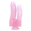 Toyz4Lovers - Romolo and Remo Double. Podójne, realistyczne, przejrzyste różowe dildo z przyssawką. 21 cm długości, 5 cm średnicy