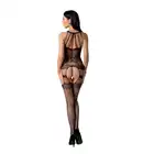 Passion - Bodystocking BS095 Black. Bodystocking imitujący seksowny gorsetowy top uwydatniający biust i pończochy, zmysłowe podkreślenie sylwetki