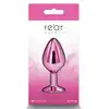 Rear Assets - Medium Pink Anal Plug 8,2 cm. Różowa, metalowa wtyczka analna z uroczym różowym kryształkiem u podstawy. 