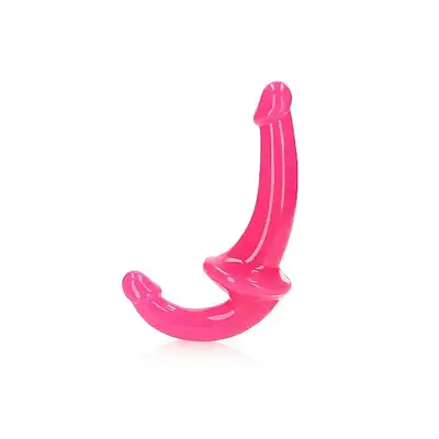 RealRock - Strapless Strap-On Neon Pink. Różowy strapon bezuprzężowy o realistycznej żołędzi, do jednoczesnej stymulacji obojgu partnerów