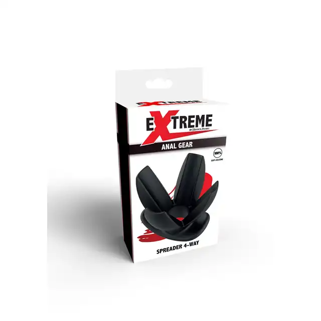 Extreme - Wtyczka Spreader 4-Way Plug. Czarny plug analny z funkcją tunelu oraz rozwieracza. Niesamowite doznania i możliwości. Wysokiej jakości silikon. 