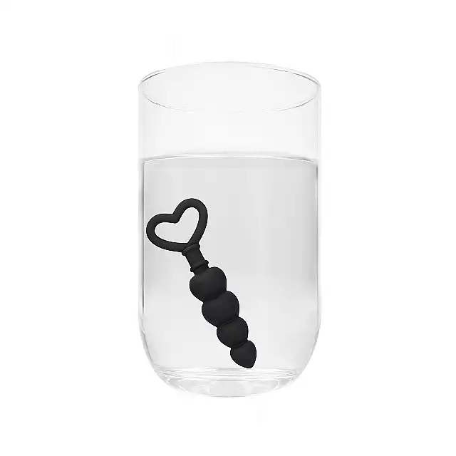 OUCH! - Anal Love Beads. Silikonowa wstyczka analna o kształcie łańcuszka kulek analnych z wygodnym uchwytem w kształcie serduszka