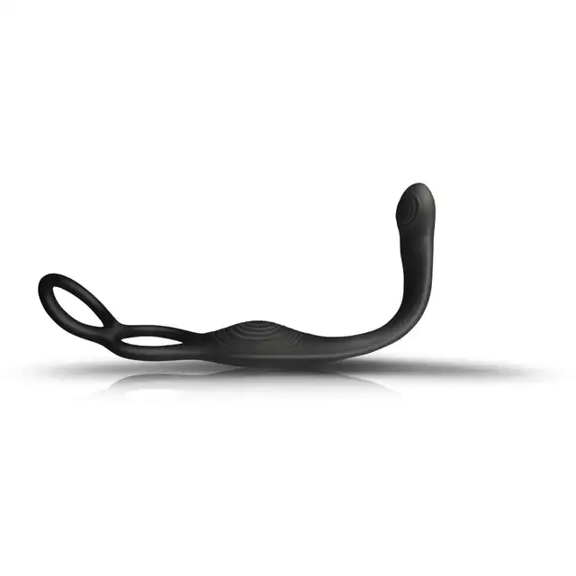 Rocks Off - The-Vibe 2 Prostate Vibrator with Remote Control. Nowoczesny, czarny stymulator prostaty z podwójnym ringiem i pilotem 