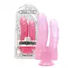 Toyz4Lovers - Romolo and Remo Double. Podójne, realistyczne, przejrzyste różowe dildo z przyssawką. 21 cm długości, 5 cm średnicy