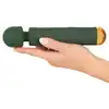 Emerald Love - Luxurious Wand Massager USB. Elegancka, zielona magiczna różdżka z ruchomą główką i 10 trybami wibracji