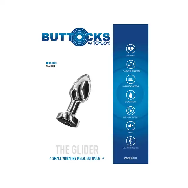 Toy Joy - The Glider Small Buttplug. Wibrujący korek analny ze stali nierdzewnej, trwałość, moc i elegancja podnoszące intymne chwile na najwyższy poziom