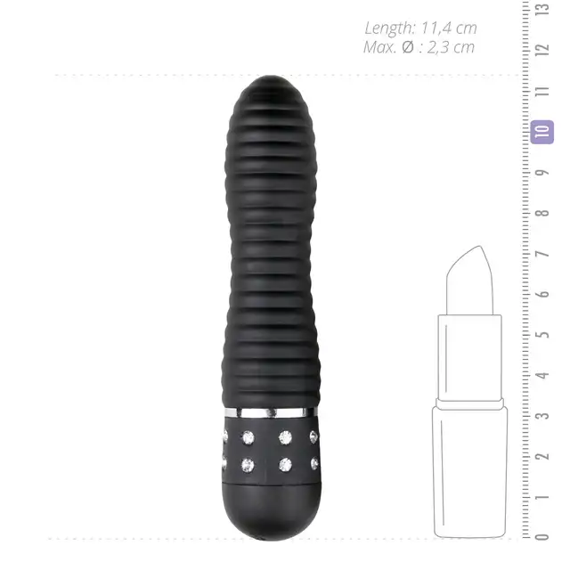 Easy Toys - Mini Vibrator Ribbed - Black - czarny wibrator bullet. Luksusowe diamenciki