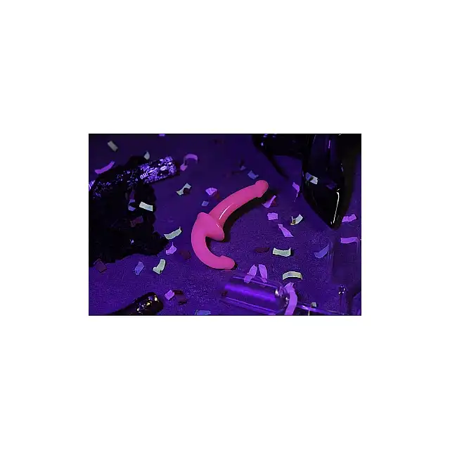 RealRock - Strapless Strap-On Neon Pink. Różowy strapon bezuprzężowy o realistycznej żołędzi, do jednoczesnej stymulacji obojgu partnerów