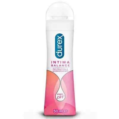 Durex - Intima Balance 50ml. Nawilżający lubrykant na bazie wody, żel intymny z prebiotykiem wspomagający pH i suchość pochwy