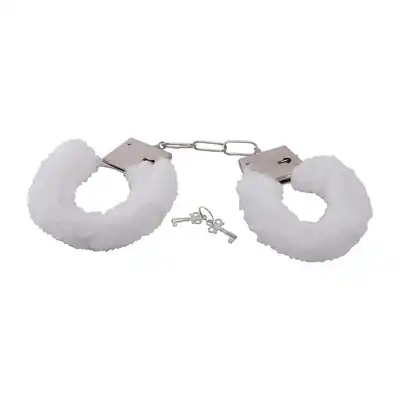 Bestseller - Soft White Handcuffs. Metalowe, doskonałe dla par kajdanki z białym, miękkim futerkiem. Doskonała opcja na urokliwe zniewolenie.  