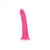 RealRock - Slim Dildo 6" Pink. Realistyczne dildo o zmniejszonej średnicy z przyssawką w podstawie, różowy nieporowaty materiał