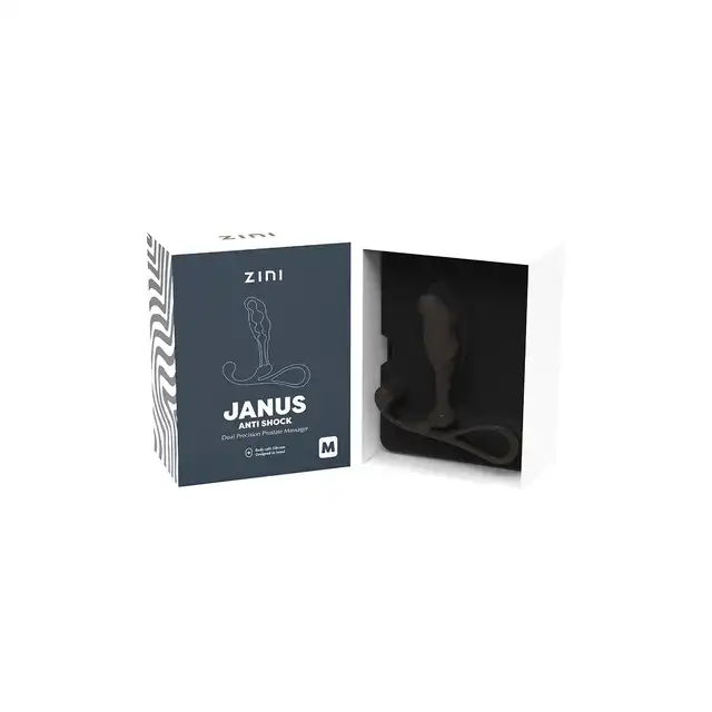 Zini - Janus Anti Shock Medium Black. Silikonowy stymulator prostaty o ergonomicznym i super stymulującym kształcie, prosta konstrukcja o genialnym działaniu