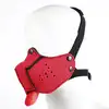 Kiotos - Neoprene Puppy Dog Red Mouth Mask BDSM. Czerwona maska psa z odpinanym pyskiem i języczkiem. Wyraź swój styl w puppy play!