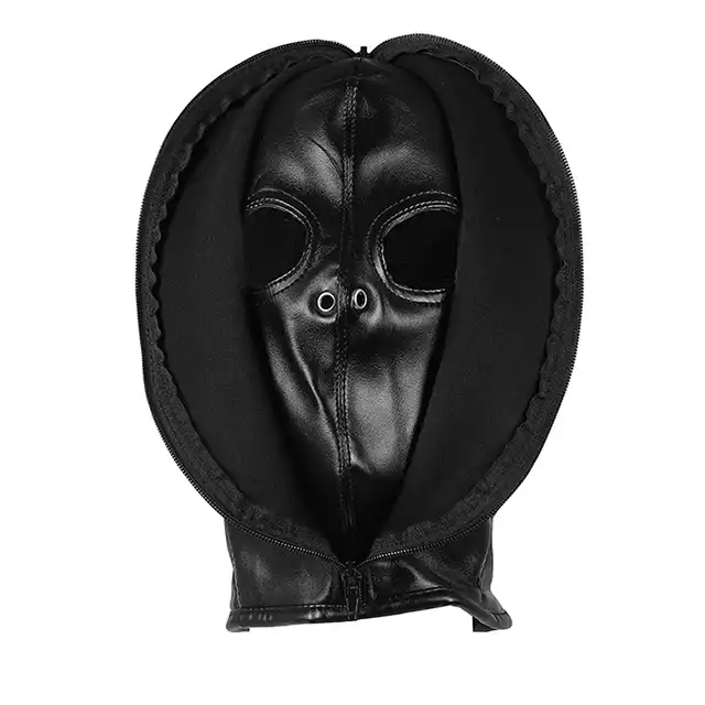 Ouch! - Zip-up Bondage Mask Black - podwójna maska! Rozepnij zamek i zobacz oczy partnera