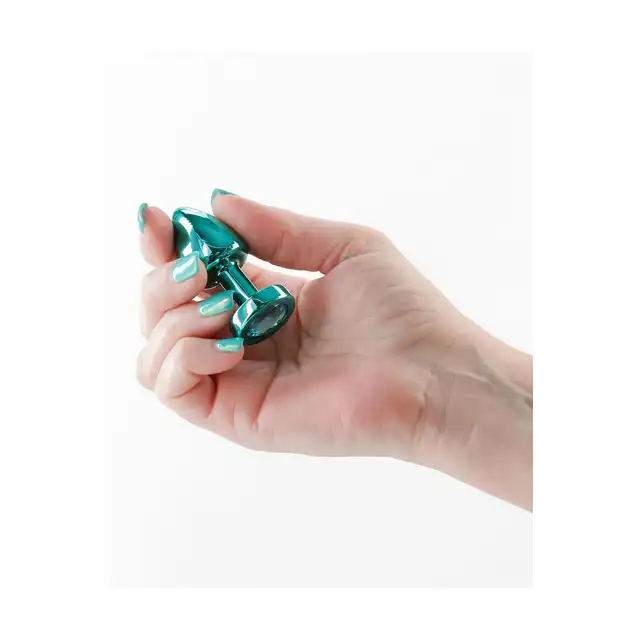 Rear Assets - Petite Teal 6 cm. Mała, niebieska wtyczka analna z wysokiej jakości metalu z uroczym kryształkiem. Nowoczesna biżuteria analna. 