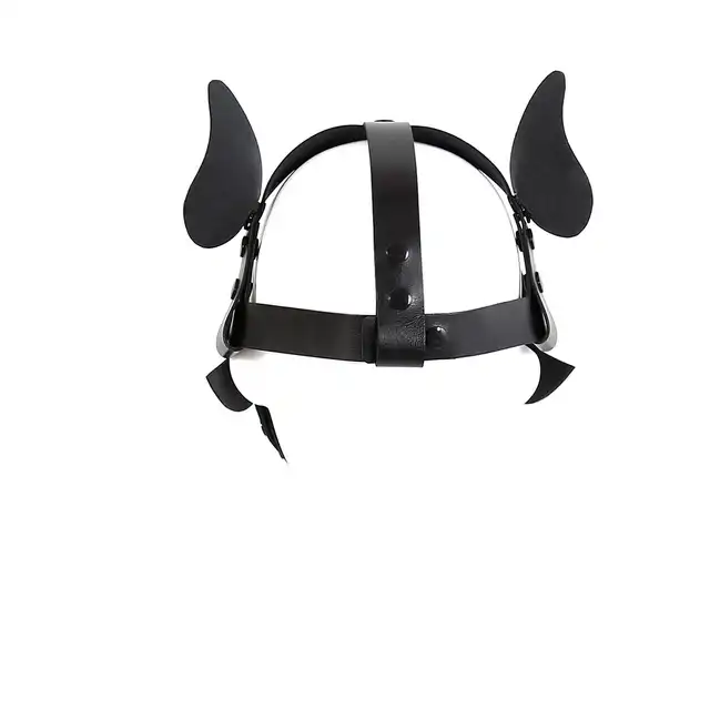 Oproducts - Puppy Mask PU-Leather. Czarna maska psa z ekoskóry. Wysokiej jakości detale