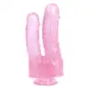 Toyz4Lovers - Romolo and Remo Double. Podójne, realistyczne, przejrzyste różowe dildo z przyssawką. 21 cm długości, 5 cm średnicy