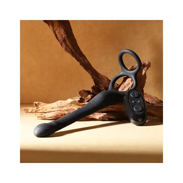 Rocks Off - The-Vibe 2 Prostate Vibrator with Remote Control. Nowoczesny, czarny stymulator prostaty z podwójnym ringiem i pilotem 