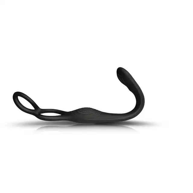 Rocks Off - The-Vibe 2 Prostate Vibrator with Remote Control. Nowoczesny, czarny stymulator prostaty z podwójnym ringiem i pilotem 