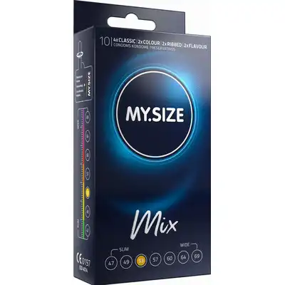 My.Size - Mix 53 mm - mieszany pakiet o szerokości nominalnej 53 mm. Klasyczne, smakowe, prążkowane, kolorowe